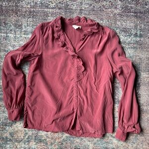 Sezane Ruffled Chlo Pink Blouse